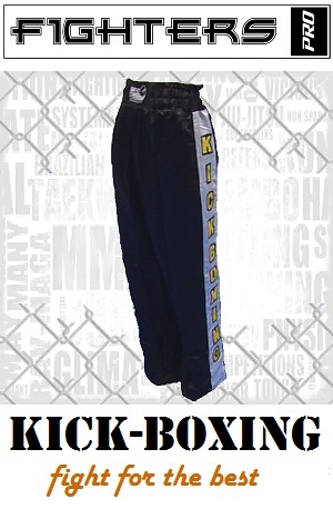 FIGHT-FIT - Pantaloni da Kickboxing / Raso / Nero / XS