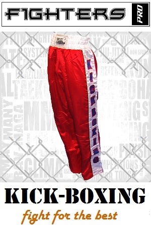 FIGHT-FIT - Pantalon de Kick-boxing / Satiné / Rouge / XS
