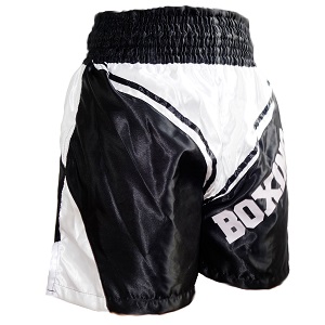 FIGHT-FIT - Shorts de Boxeo / Boxing / Negro-Blanco / Large