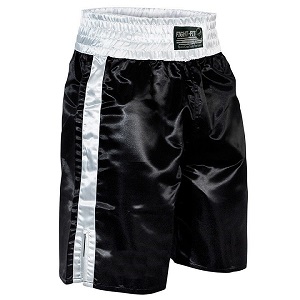 FIGHT-FIT - Pantaloncini da Boxe Lunghi / Nero-Bianco / Large