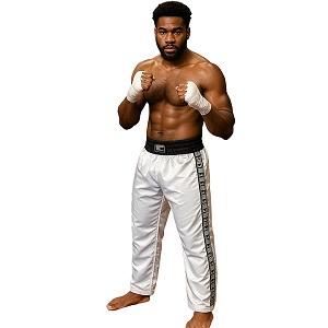 FIGHT-FIT - Kick-Boxing Hosen / Satin / Weiss / Medium