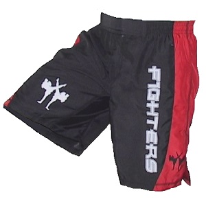 FIGHTERS - Panatalones Cortos de MMA / Cage / Negro-Rojo / Small