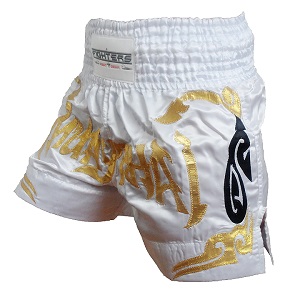 FIGHTERS - Pantaloncini Muay Thai / Bianco-Oro / XL