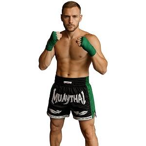 FIGHTERS - Thaibox Shorts / Elite Muay Thai / Schwarz-Grün / Medium